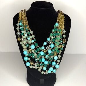 Stella & Dot Multi Strand Blue Beaded Necklace